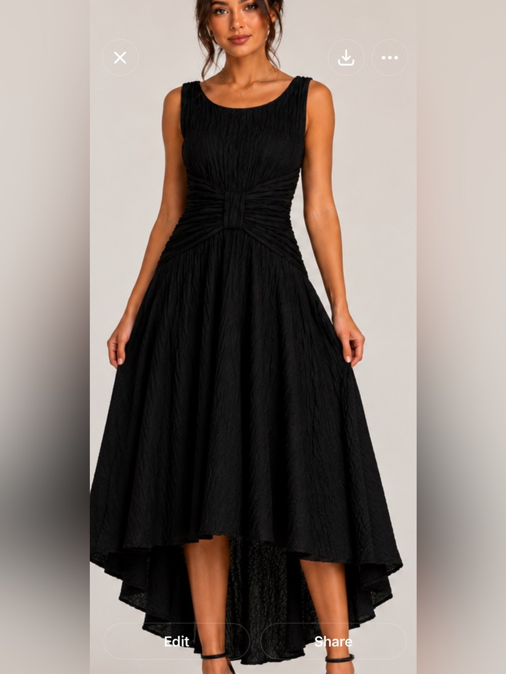 Vintage L.A. Glo Black Cocktail Dress Ruched Waist Open Back Fit Flare 90s 5/6